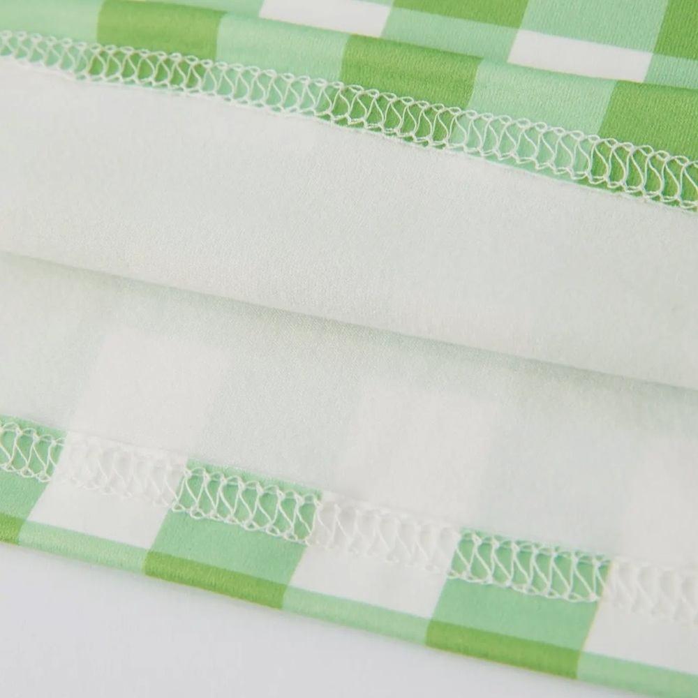 Green and White Checkered Ruffle Short Sleeve Dress NWOT Boutique - Picture 5 of 5